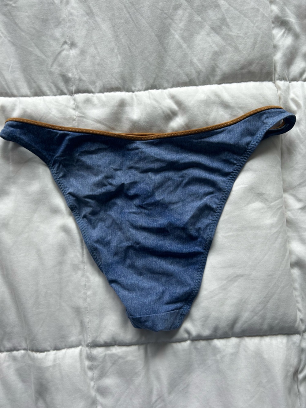 Ekra Blue Halter Bikini Set with Brown Trim Y2K Women’s Small 34C - Picture 11 of 11